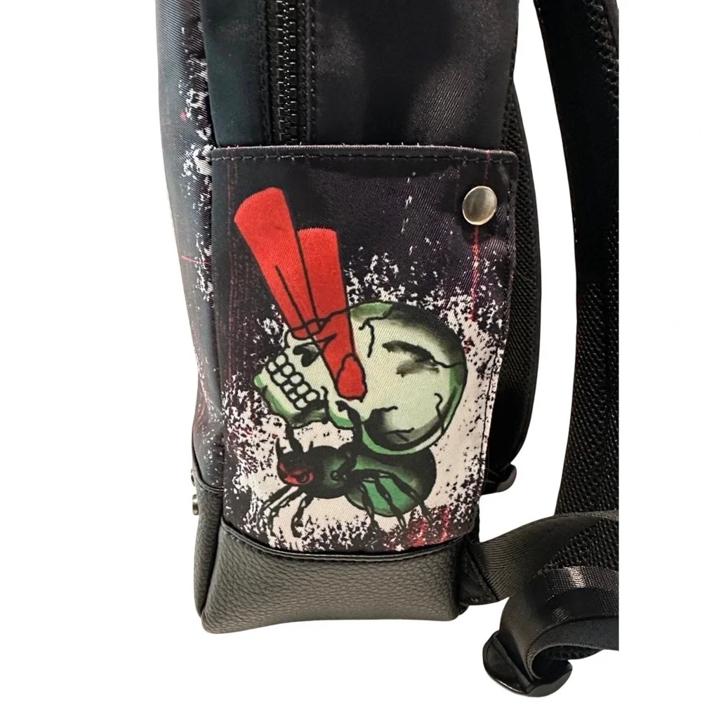 Ed Hardy Mi Vida Loca Skull Backpack Black Studded Tattoo Art Laptop Bag
